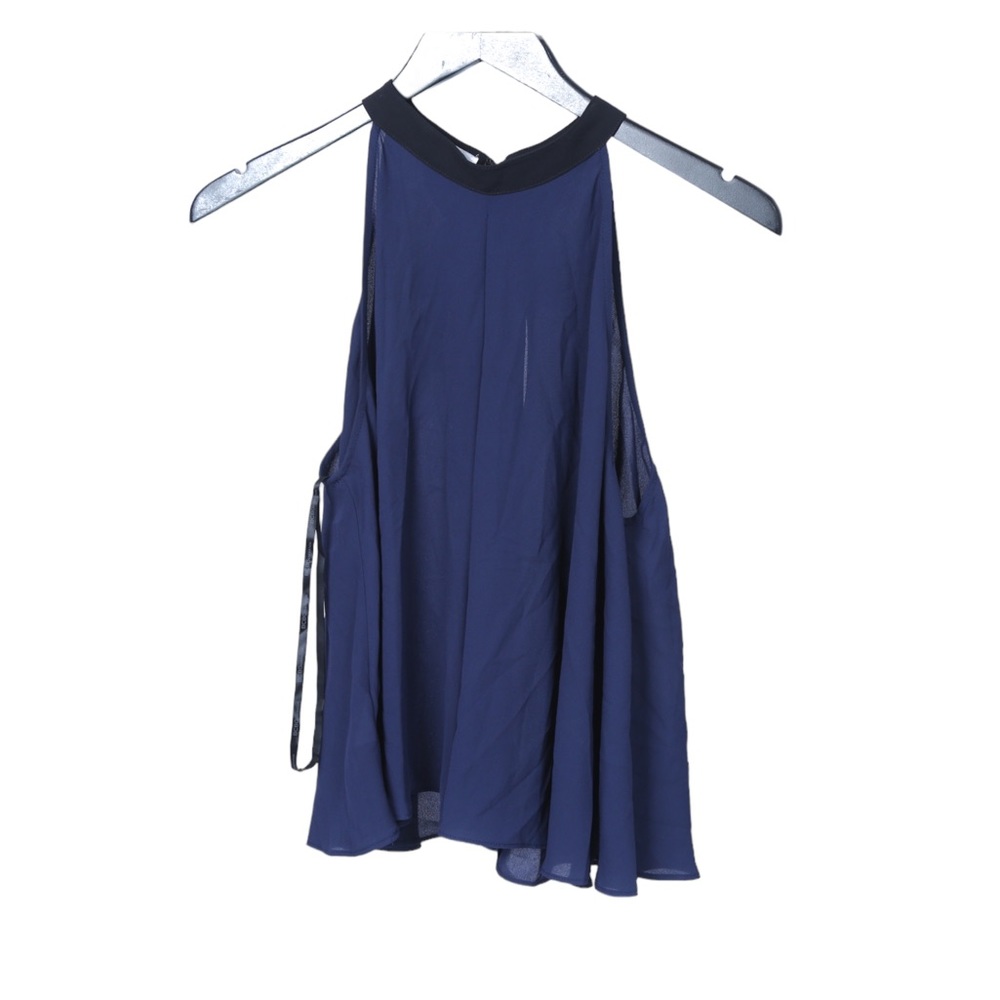 NWT BCBGeneration Navy Blue & Black Ringer Collar Chiffon Babydoll Tank M